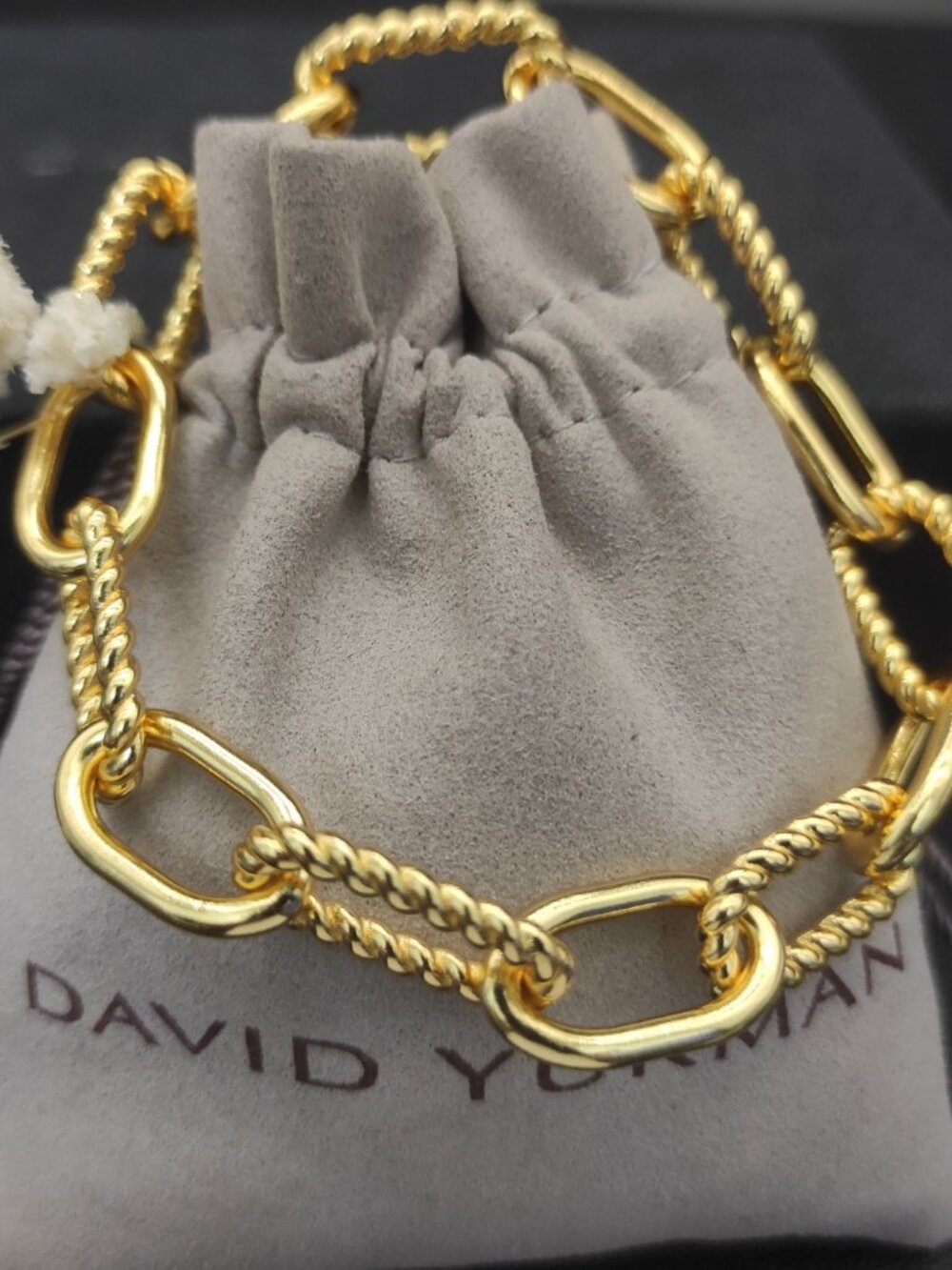 Gold Link and Twisted Cable Bracelet - Designer Style